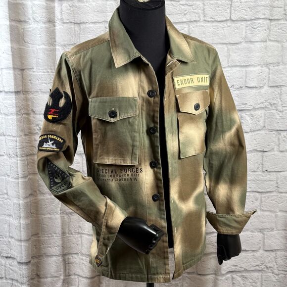 Disney Star Wars Rebel Commando Endor Unit Men's Camo Jacket Small Lucasfilm NWT - Picture 14 of 16
